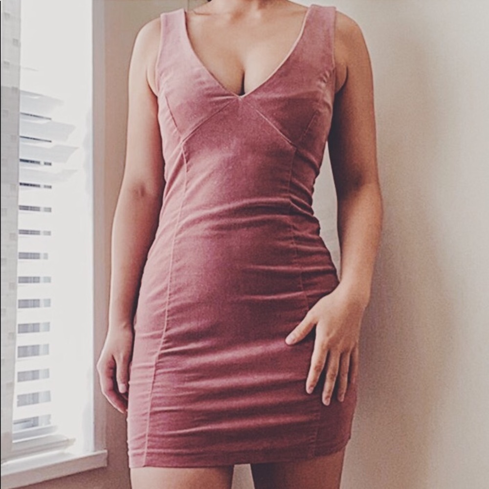 Forever 21 Mauve Velvet Bodycon Dress - Size Small